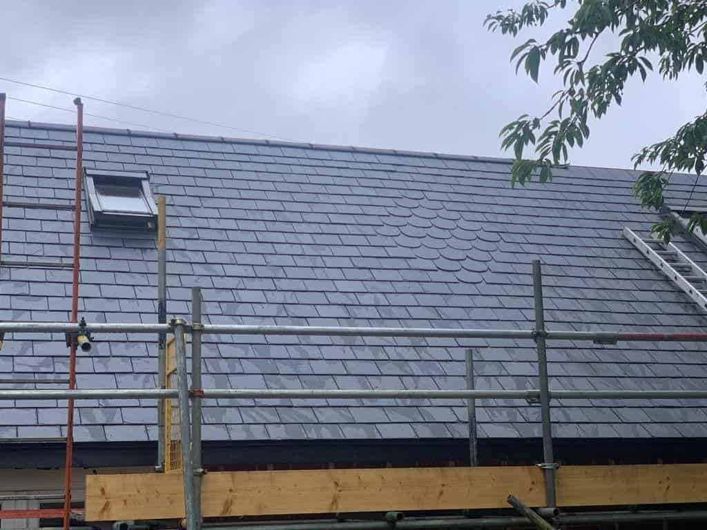 This is a photo of a slate roof installed in Sittingbourne Kent. All works carried out by Sittingbourne Roofing Services